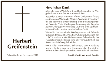 Traueranzeige von Herbert Greifenstein von Pegnitz-Zeitung